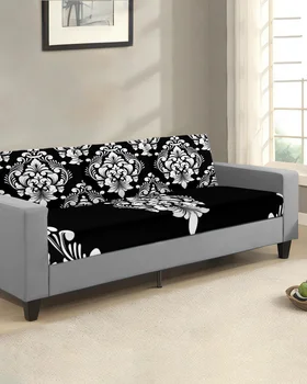 Классический роскошный винтажный Дамасский Черно-белый чехол для подушки сиденья, Протектор для дивана, Эластичные моющиеся съемные чехлы для диванов