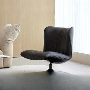 Современные кожаные диваны-кресла, одноместные диваны и балконы в гостиных, простой и поворотный дизайн, кресла для отдыха
