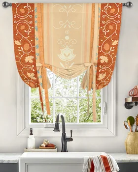 Этнический узор в стиле бохо, занавеска для окна спальни с кленовым листом, домашний декор, Балкон, кафе, кухня, Римская короткая занавеска