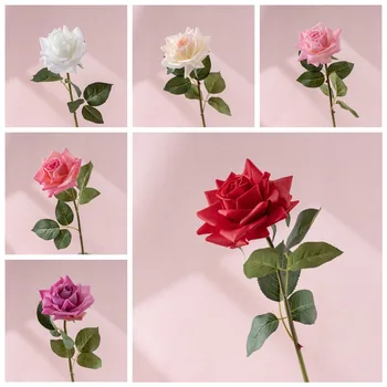 Розы с закрученным краем, искусственные цветы, имитация декора кафе, красная цветочная ткань, ветка розы, украшение балкона флористом