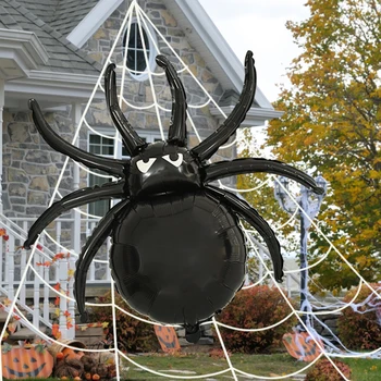 Большие воздушные шары из фольги с пауком на Хэллоуин, принадлежности для украшения вечеринки Happy Halloween, Детские игрушки, Globos, Дом с привидениями, реквизит ужасов 2023