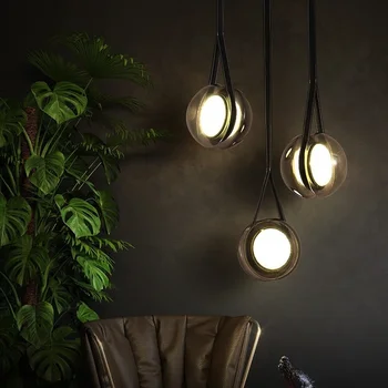 подвесные светильники винтажные овальные шаровидные стеклянные лампы подвесное освещение в индустриальном стиле светодиодная люстра освещение столовой