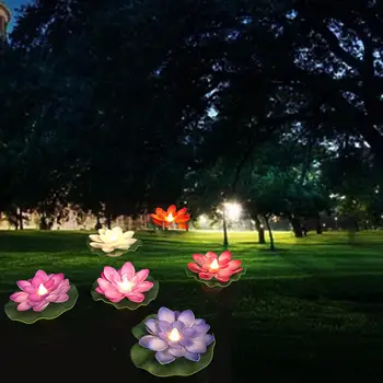 6 штук светодиодной плавающей лампы в виде лотоса, реалистичные ночные огни, цветочная лампа, цветочный светильник для плавания на открытом воздухе, Свадебный сад, двор