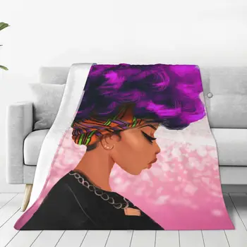 Женский фиолетовый цвет волос, Мягкое фланелевое покрывало для дивана-кровати, теплое одеяло, легкие одеяла для дивана, дорожное одеяло