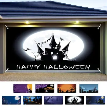 Украшение гаражной двери на Хэллоуин, подвешенное на стену в тематике Хэллоуина, Жуткий фон для вечеринки на Хэллоуин, созданный с помощью for Garage