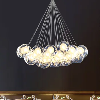 Световая светодиодная художественная люстра Подвесной светильник Потолочный Nordic Glass Bubble Творческая личность Магазин одежды Спальня Столовая Домашний декор
