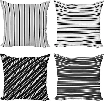 Чехол для подушки в полоску, чехол для подушки в абстрактном простом стиле, диагональные вертикальные и горизонтальные линии, наволочка для цифровой печати