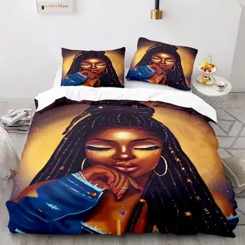 комплект постельного белья для чернокожей девушки Single Twin Full Queen King Size black Pearl Bed Set Aldult Комплекты пододеяльников для детской спальни 3D Аниме 011
