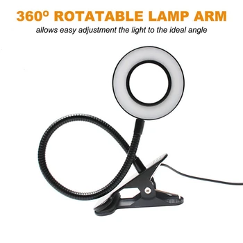 360 ° Гибкая настольная лампа для чтения, Ухаживающая за глазами, USB-зажимная лампа для кровати, рабочего стола, верстака -A